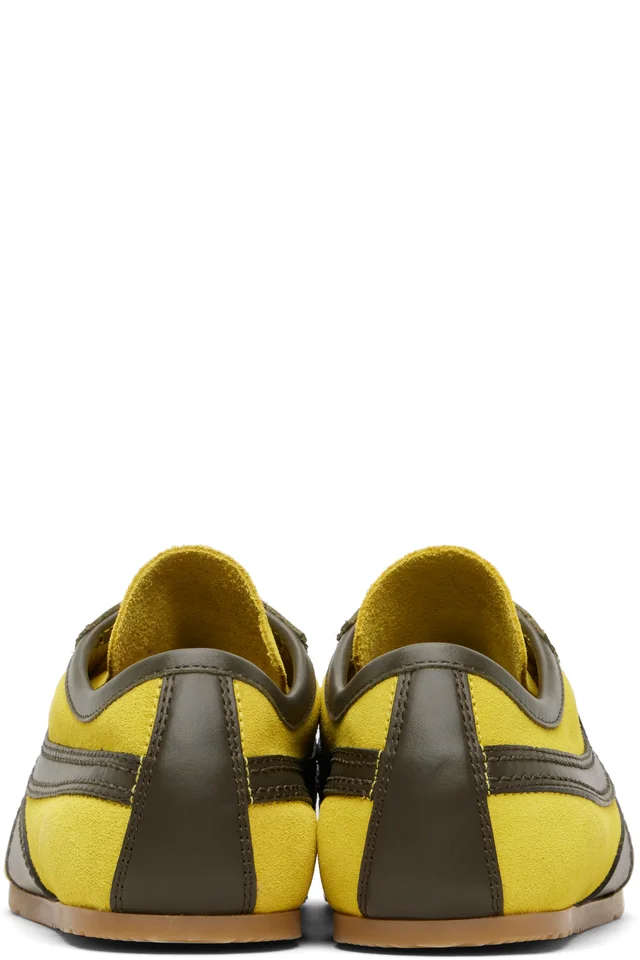 Dries Van Noten Yellow & Khaki Suede Sneakers, photo 2 of 5 from SSENSE
