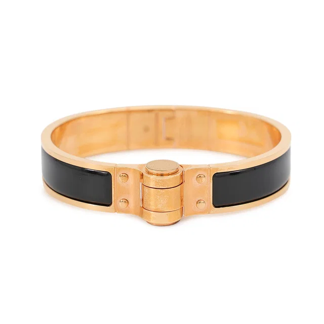Hermès Charniere Bangle Size PM Black/Gold Metal in Black from GALLERY RARE