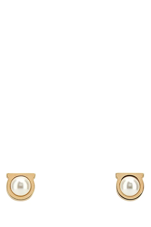 Ferragamo Stud G Pearl Earrings — Gold Other Fibres in Gold from HEWI