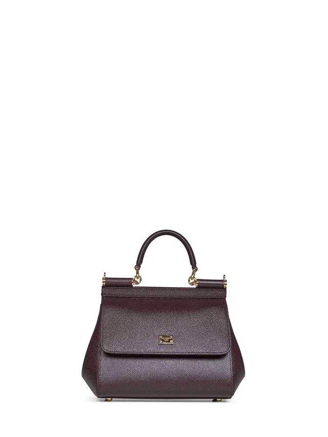 Dolce & Gabbana Sicily Top Handle Bag — Bordeaux Calf Leather in Burgundy Calfskin from HEWI