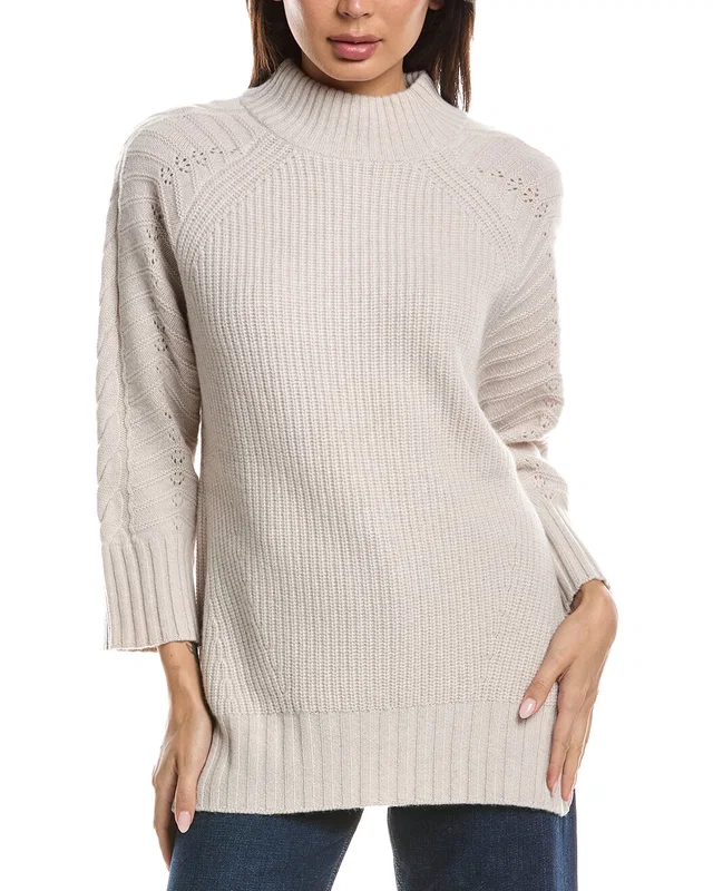 Forte Cashmere Luxe Cable Mock Neck 100% Cashmere Sweater, image 1 of 1 from Gilt