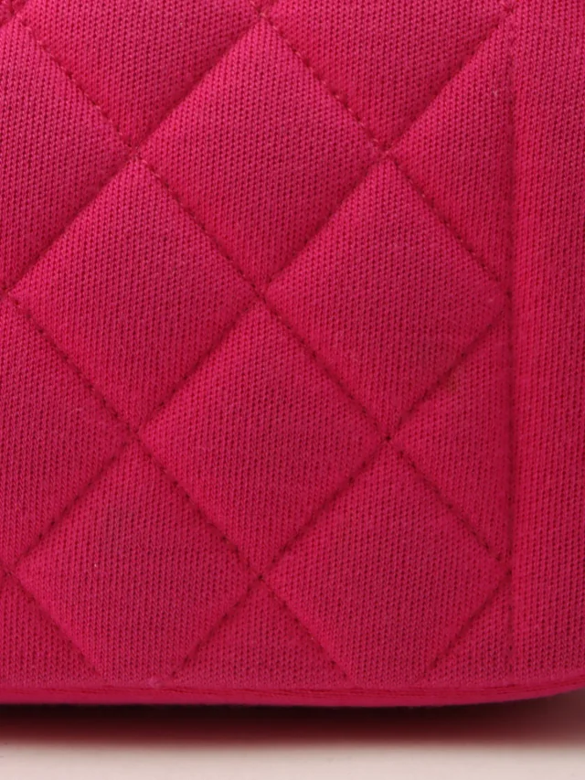 Chanel circa 2014 Matelassé Stitch Logo Plate Chain Shoulder Bag Pink in Pink from VINTAGE QOO TOKYO, photo 14 of 16