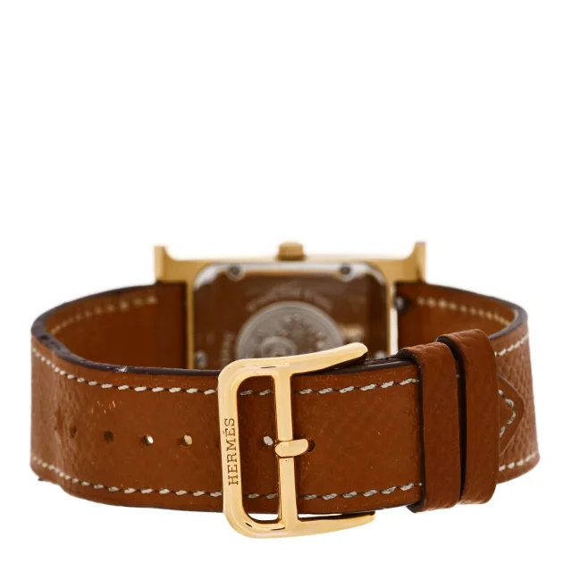 Hermès Stainless Steel Epsom 26mm Heure H Hour Quartz Watch Gold in Gold Epsom leather from FASHIONPHILE, photo 3 of 4