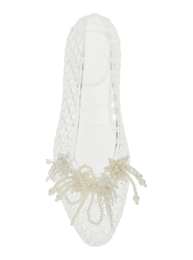 HEAVENLY JELLY 'Muse' White Ballet shoes with Beaded Details in Tech Fabric Women in White, photo 7 of 8 from Gaudenzi Boutique