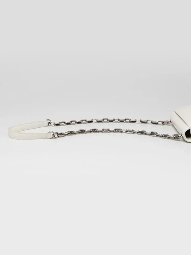 Balenciaga White Croc Embossed Calfskin Leather Gossip XS Chain Crossbody Bag in White Calfskin from Yoogis, photo 6 of 10