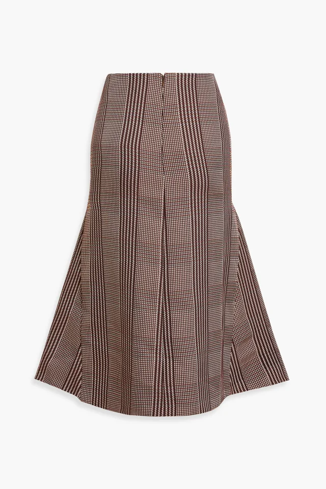 Emilia Wickstead Queenie Prince of Wales Checked Tweed Midi Skirt in Brown, photo 2 of 3 from THE OUTNET