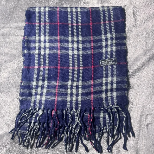 Burberry Women's Scarf - Multi/Navy in multicolor|blue from Depop, photo 1 of 1
