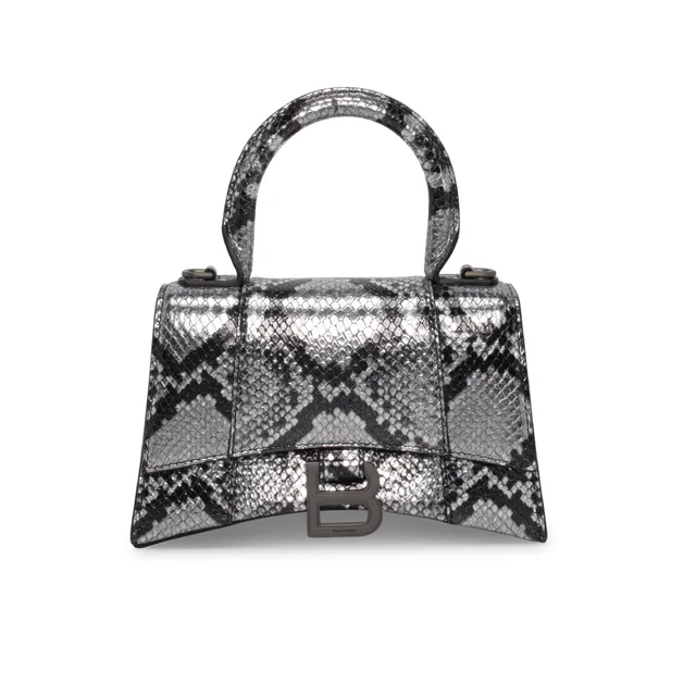 Balenciaga Embossed Hourglass XS Bag in Silver Python from Blue Spinach