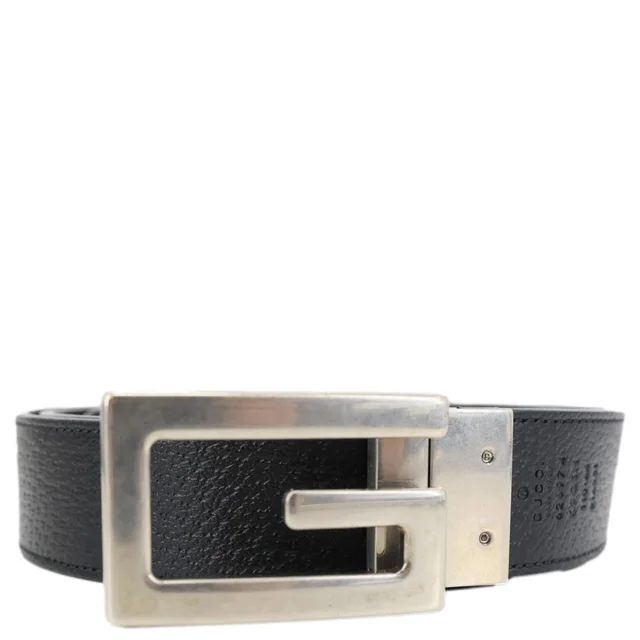 Gucci Square G Buckle Leather Reversible Belt Black 626974 Size 110/44 in Black Leather from Dallas Designer Handbags