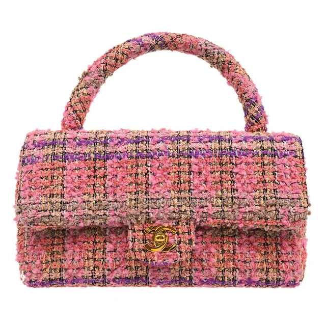 Chanel 1994 Tweed Classic Flap Handbag Medium in Tweed from AMORE Vintage Tokyo