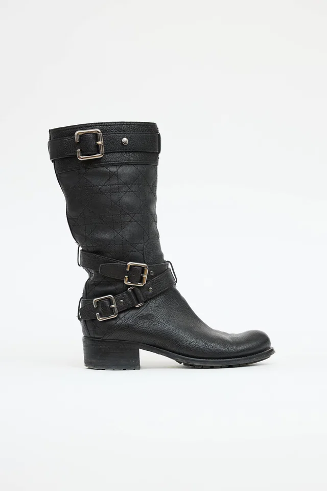 Dior Cannage Moto Boot in Leather from VSP Consignment