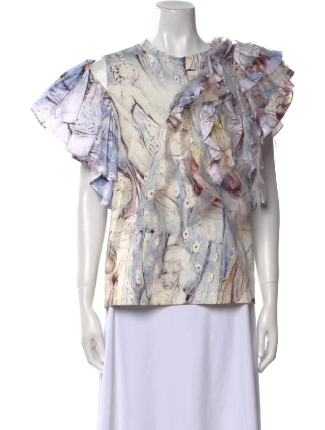 Alexander McQueen 2021 Printed Blouse w/ Tags in blue from The RealReal