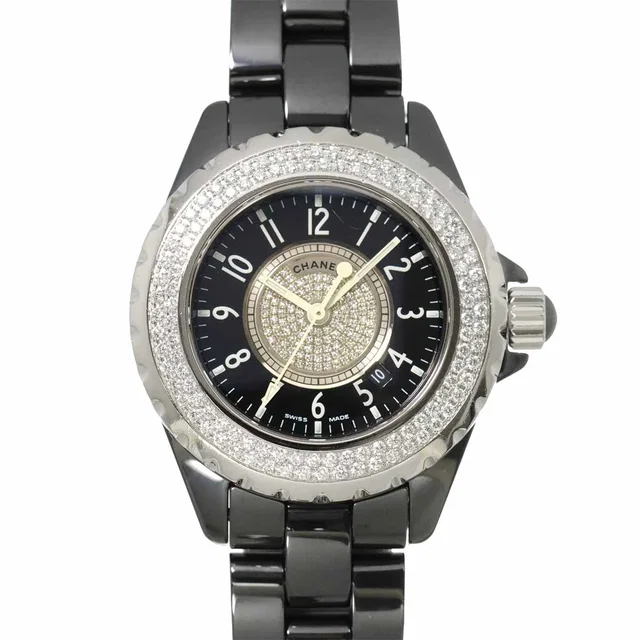 Chanel J12 H1708 Diamond Bezel Black Ceramic Quartz 33mm Ladies in Black Ceramic from Luxury Promise