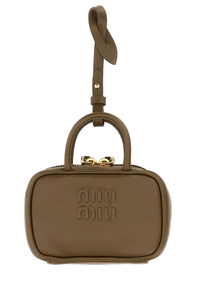 Miu Miu Logo-Embossed Leather Mini Bag — Brown Wallet in Brown Leather from HEWI