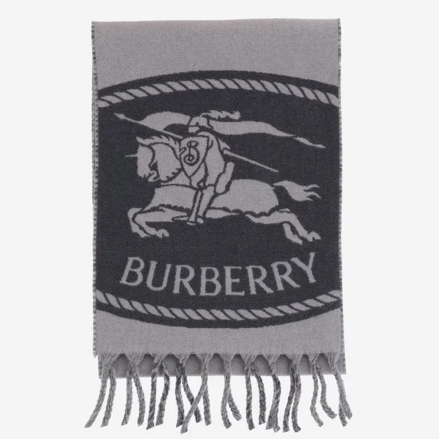 Burberry Reversible Cashmere Logo Scarf — Gray Scarfs in Grey Cashmere from HEWI