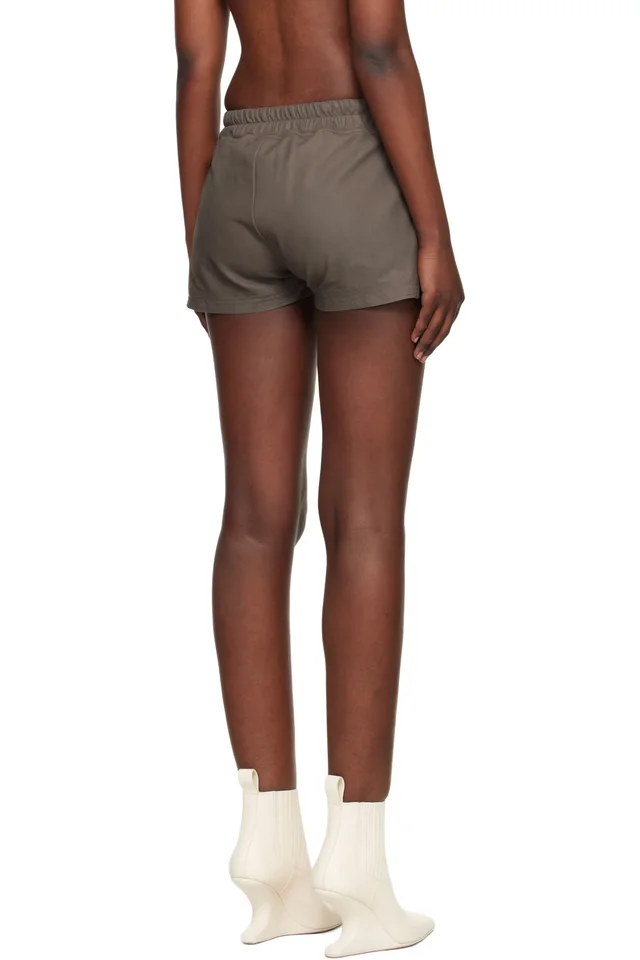 Rick Owens Taupe Fog Boxer Leather Shorts, photo 3 of 4 from SSENSE
