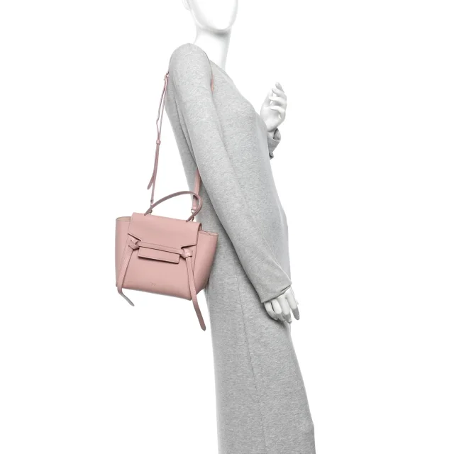 Celine Grained Calfskin Nano Belt Bag Vintage Pink in Pink Caviar leather from FASHIONPHILE, photo 2 of 13
