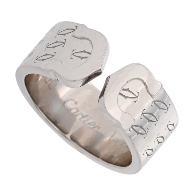 Cartier 18K White Gold 18KC2 Happy Birthday Ring #53 in White from VINTAGE QOO TOKYO