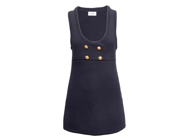 Navy Celine Knit Pinafore Dress Size US S in Navy from Designer Revival