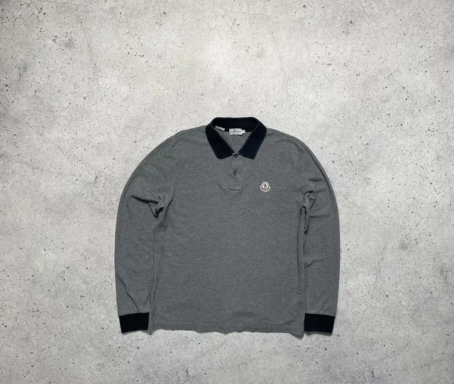 Vintage Luxury Longsleeve Polo Moncler Manica Lunga Patch in Grey, Men's (Size Medium) in gray from Grailed