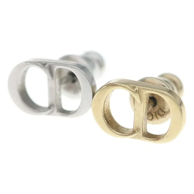 Dior Icon CD Logo Two-tone Stud Earrings Metal Gold Silver in Gold from The Reluxe