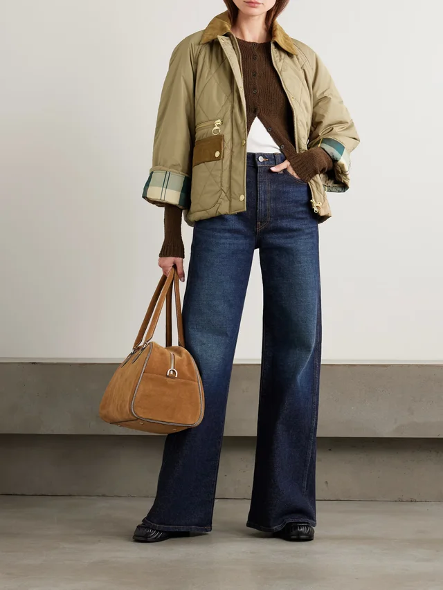 BARBOUR Martha cropped corduroy-trimmed quilted shell jacket in Brown, photo 2 of 2 from NET-A-PORTER (Canada)