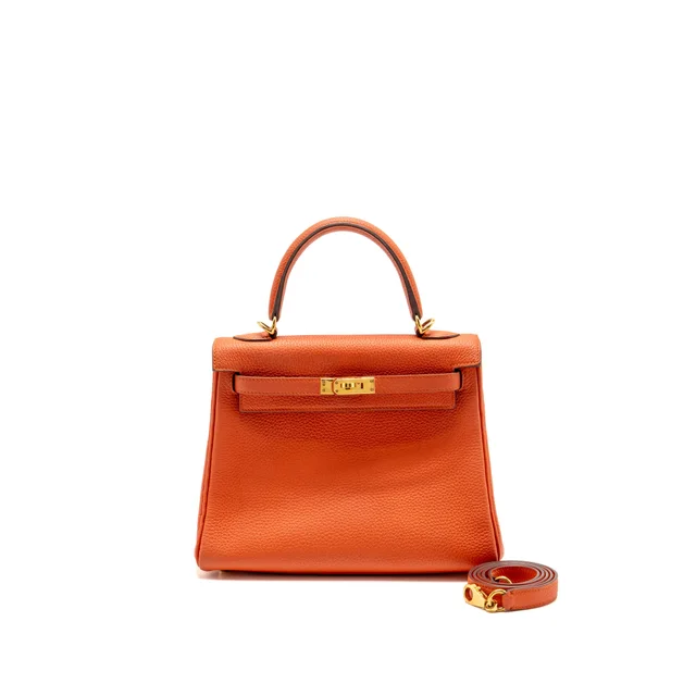 Hermès Kelly 25 Togo 9J Feu GHW Stamp D in Orange Togo leather from EMIER