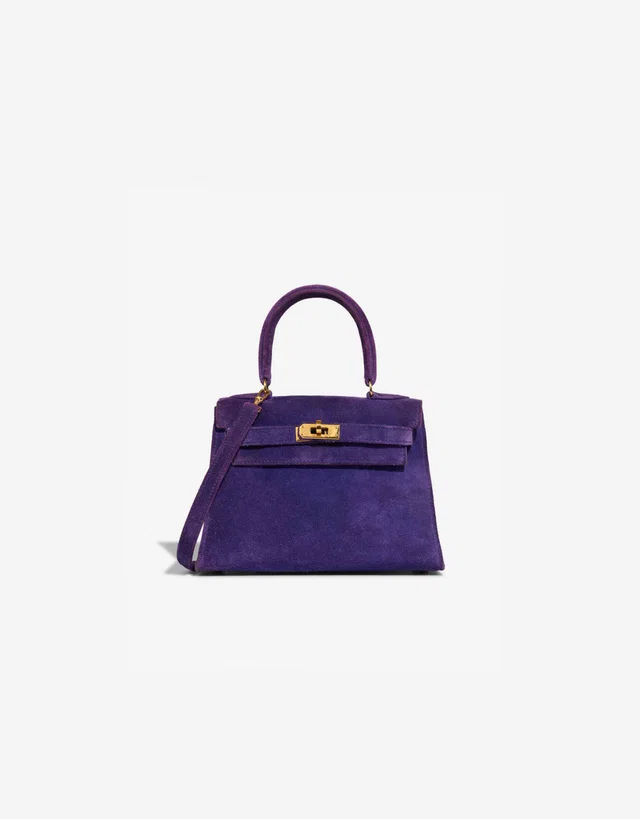 Hermès Kelly 20 Doblis Suede Ultraviolet in Violet Suede from SACLÀB