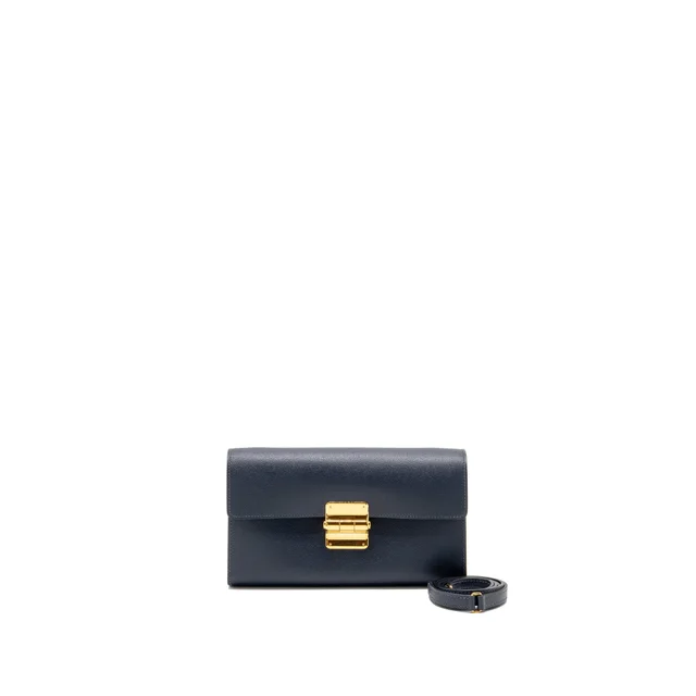 Hermès Charniere to go pouch Madame Blue Nuit GHW Stamp K in Blue Leather from EMIER