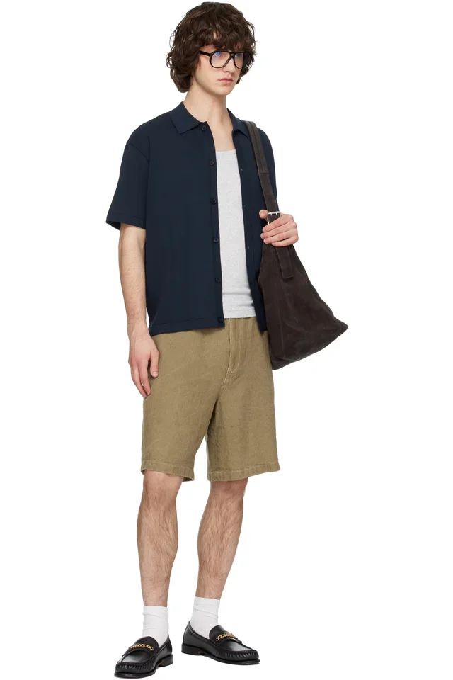 Solid Homme Navy Cotton Polo, photo 4 of 4 from SSENSE
