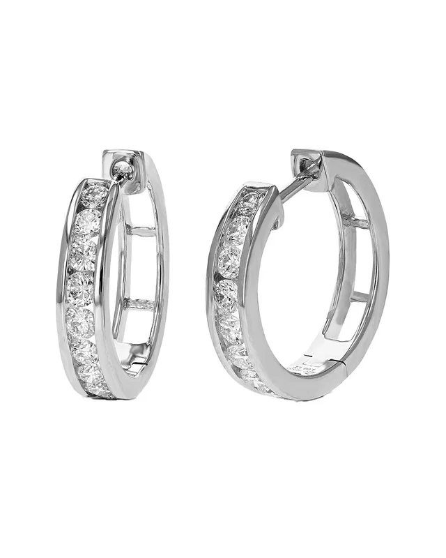 Amairah Silver 1.00 ct. tw. Lab-Grown Diamond Hoops, image 1 of 1 from Gilt