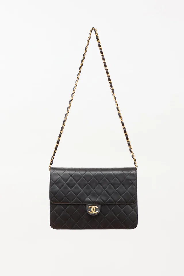 Chanel 1996 Matelassé Half Flap Push Lock Bag in Leather from VSP Consignment