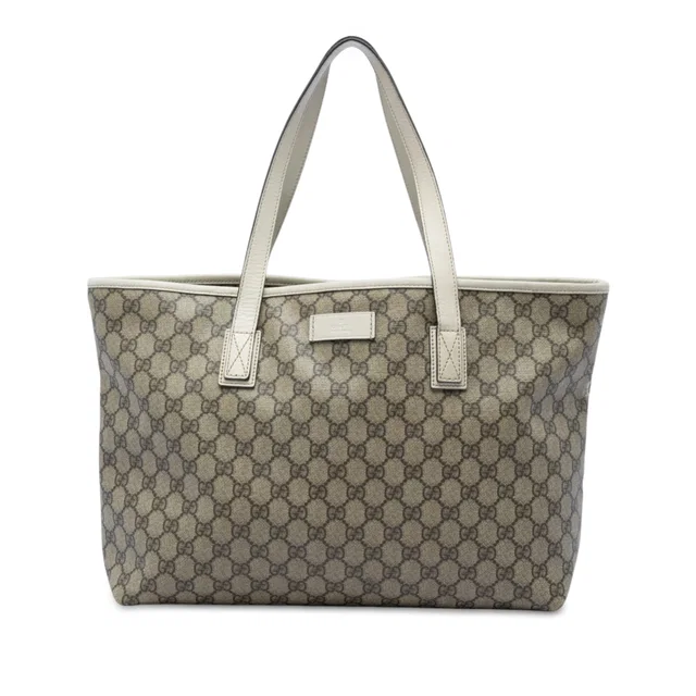 Beige Gucci Medium GG Supreme Tote in Beige Coated canvas from Designer Revival