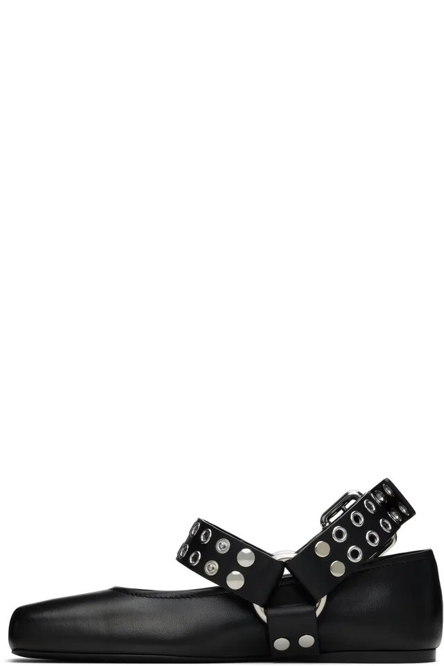 ALAÏA Black Biker Ballerina Flats, photo 6 of 6 from SSENSE