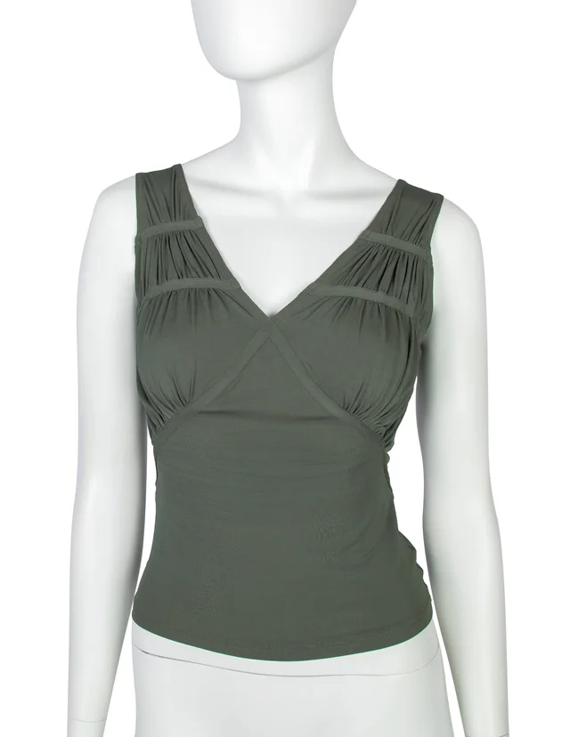 Dior Vintage SS 2003 by John Galliano Green Ruched Top in Green from Amarcord Vintage Fashion