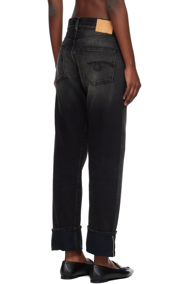 R13 Black Cuffed Boyfriend Jeans, photo 3 of 4 from SSENSE