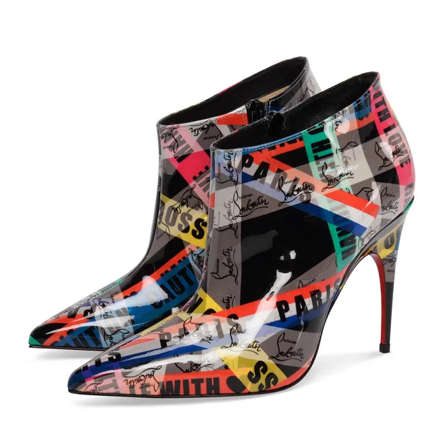 Christian Louboutin Patent Loubiballage Gorgona Boots 36 in Multicolour Patent leather from Blue Spinach