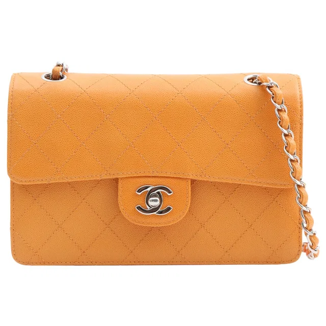 Chanel Circa 1998 Caviar Skin CC Turnlock Chain Shoulder Bag Orange in Orange Caviar leather from VINTAGE QOO TOKYO
