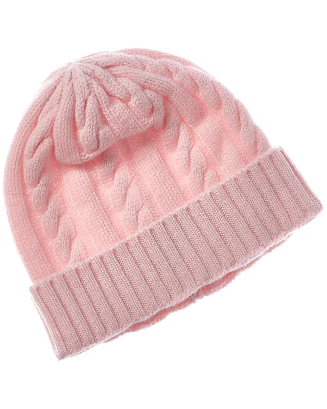 Brodie Cashmere Chunky Cable Pom Pom Cashmere Hat in //asset1.ruecdn.com/images/sw/117173/1171737539_RLSW_pink.jpg, image 1 of 1 from Rue La La