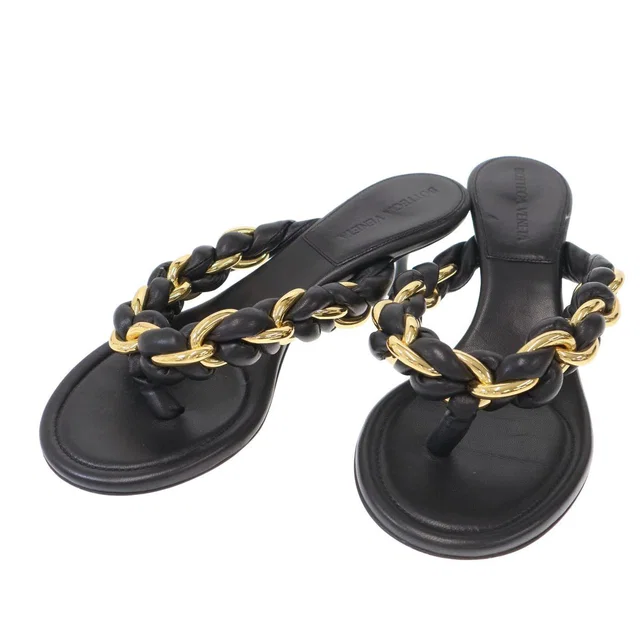 Bottega Veneta Dot Kitten Heels Thong Sandals Black in Black from The Reluxe