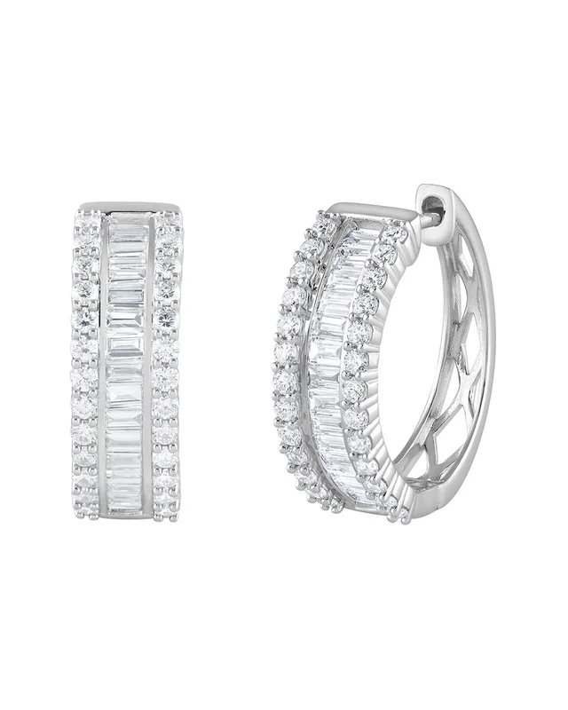 Lab Grown Diamonds Silver 1.25 ct. tw. Lab-Grown Diamond Hoop Earrings, image 1 of 1 from Rue La La