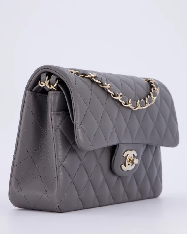 Chanel Dark Grey Small Classic Double Flap Bag in Grey Lambskin from Sellier, photo 12 of 12