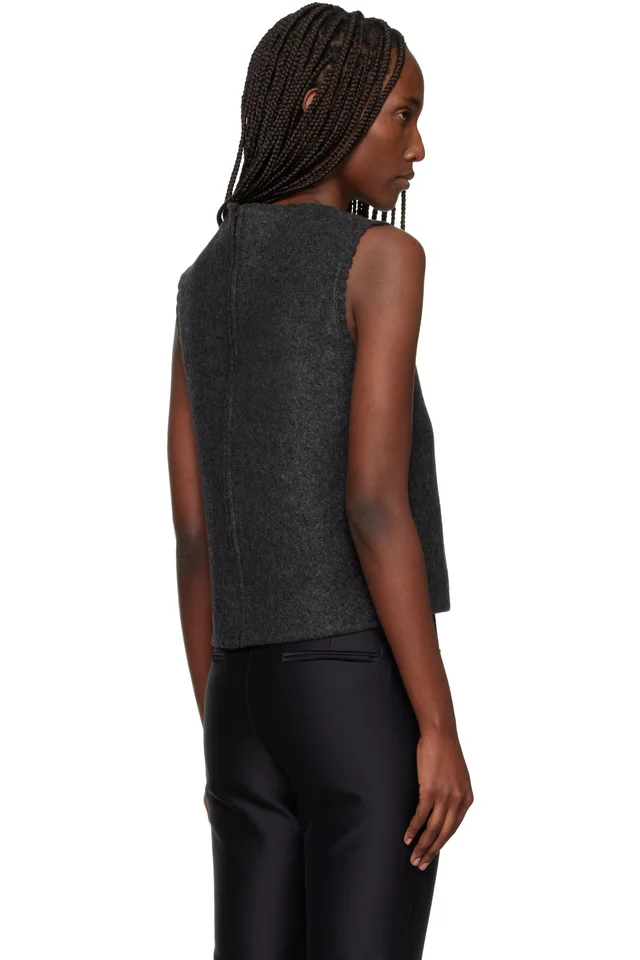 SHUSHU/TONG Gray Asymmetric Neckline Vest, photo 3 of 4 from SSENSE