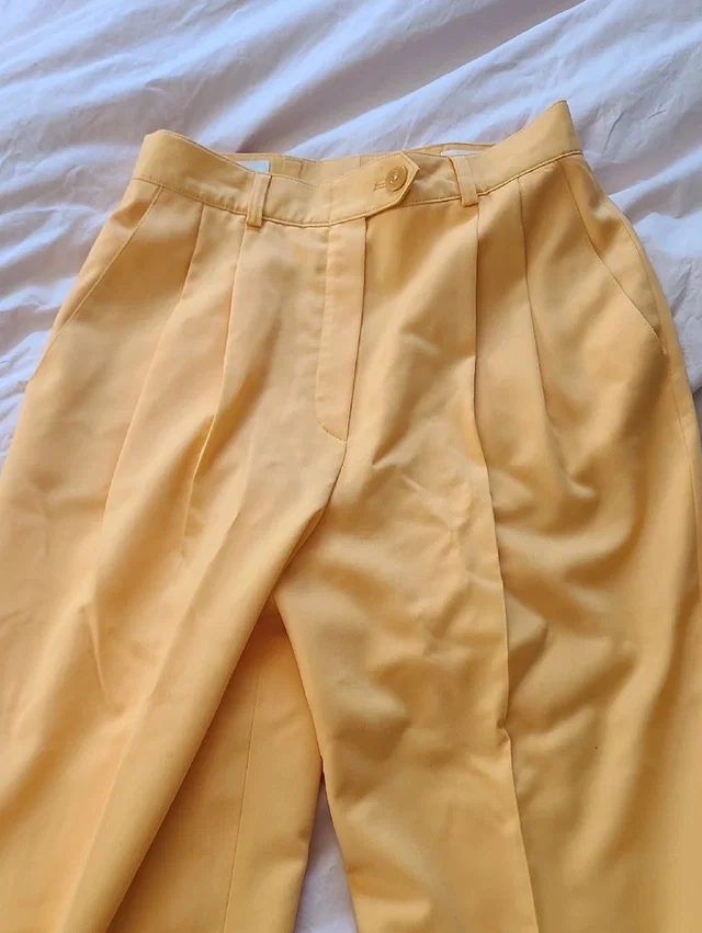 Escada Vintage Apricot High-Waist Trousers Size 36 100%Wool in yellow Wool from Poshmark