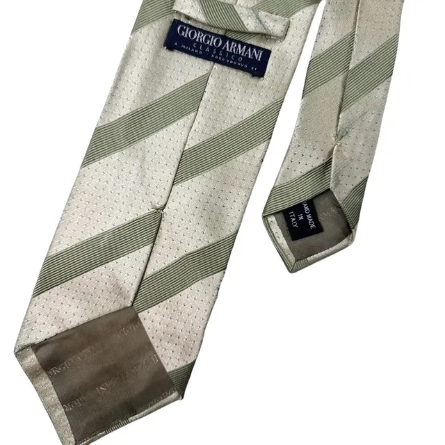 Giorgio Armani Necktie Green Striped Silk Flawed Distressed in green Silk from Grailed