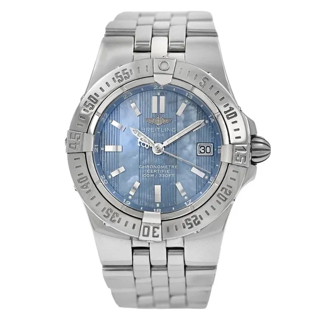Breitling Starliner Quartz Chronometer Blue Dial Ladies Watch A71340 in silver|blue|gray from Jomashop.com