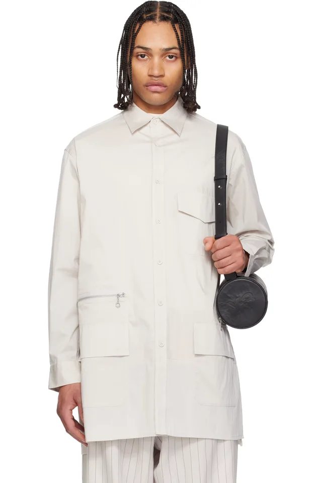 Y-3 Taupe LS Chapea Shirt, image 1 of 1 from SSENSE