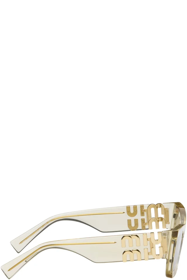Miu Miu Eyewear Yellow Miu Glimpse Sunglasses, photo 2 of 4 from SSENSE