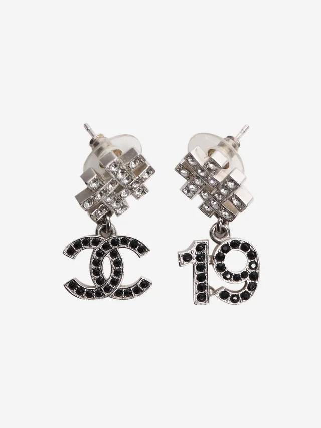 Chanel Silver and black CC 19 earrings in Black from Sign of the Times