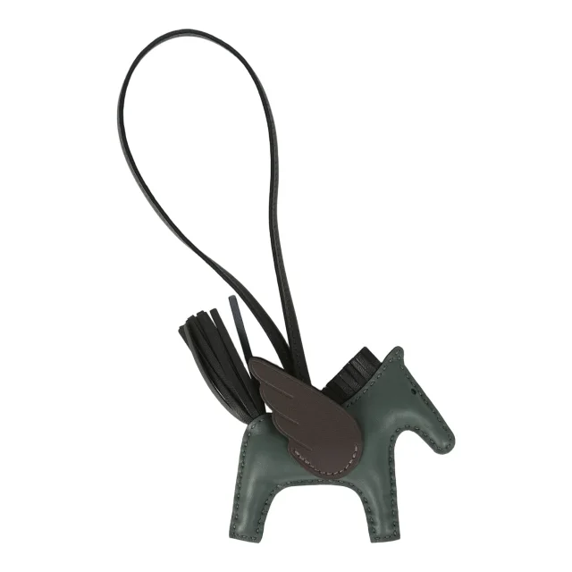 Hermès Pegase Rodeo Bag Charm PM Vert Mangrove, Black, Bai-Brun Milo Lambskin in Green Lambskin from Madison Avenue Couture, photo 2 of 3